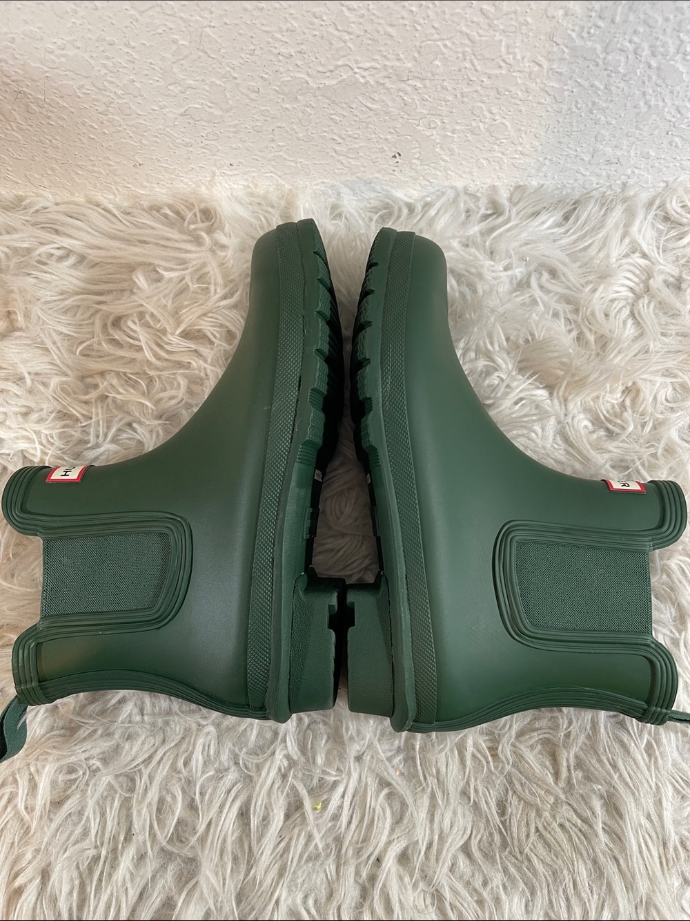 HUNTER Original Chelsea Boots Green Slip-On Rubber Ankle Boots Size 10 NEW - Picture 9 of 14